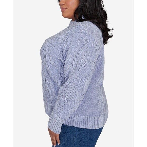 Alfred Dunner Chenille Diamond Stitch Pullover Sweater - Ice Blue - Size 2X - Picture 2 of 4